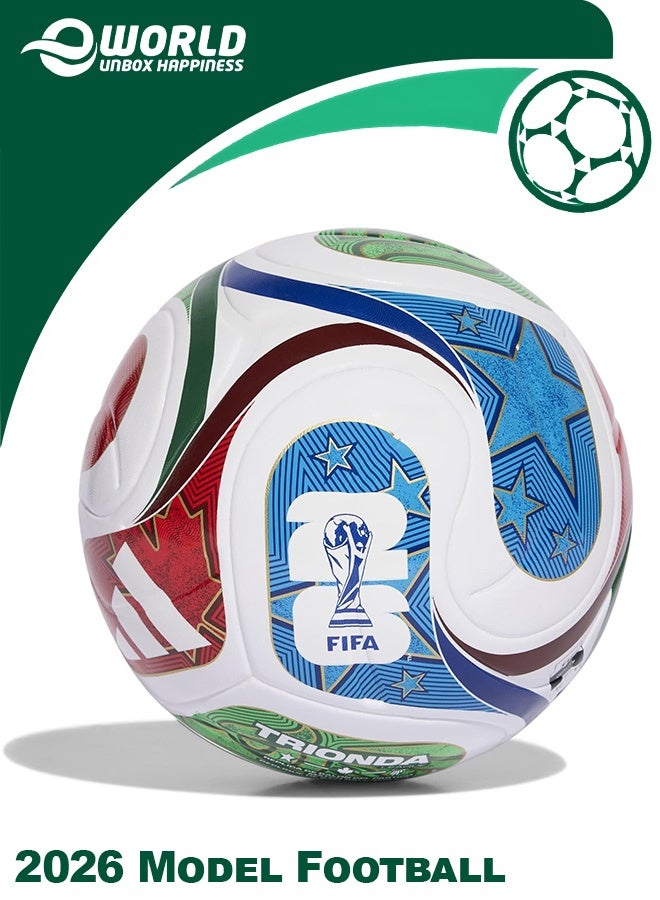 إي وورلد كرة قدم موديل كأس العالم 2026 مقاس 5 | كرة تدريب لكرة القدم للاستخدام الداخلي والخارجي | متينة بسطح محكم، مثالية للتدريب والمباريات - Image 1